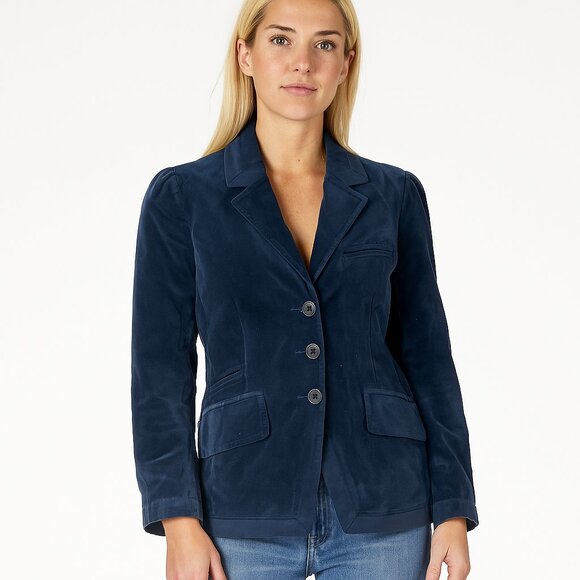 Juicy Couture Jackets & Blazers - 2/$30 Juicy Couture Notched Lapel Velour Blazer Button-Down Navy #A0486 TRB3